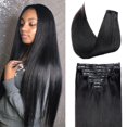 thumbnail image 1 of Pobokix Seamless Clip In Hair Extensions Real Human Hair Extensions Straight 8Pcs Invisible PU Skin Weft Hair Extensions Clip In Human Hair with 18Cli, 1 of 6