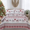 thumbnail image 1 of CHESITY King Christmas Bedding Christmas Deer Bedding Sets Reindeer Quilt Holiday Christmas Bedspread Blanket Coverlet Comforter Set for Winter Snowflakes Lantern Pattern (96"x108"), 1 of 4