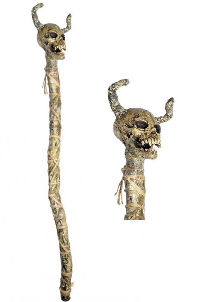 35" Latex Totem Skull Crosier Demon Staff Halloween Costume Prop