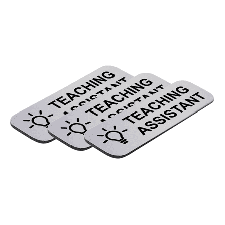 Teaching Assistant 1 x 3" Name Tag/Badge, Silver, (3 Pack)