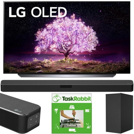 LG OLED77C1PUB 77 inch 4K Smart OLED TV with AI ThinQ (2021 Model) Bundle with LG SN5Y 2.1 Channel