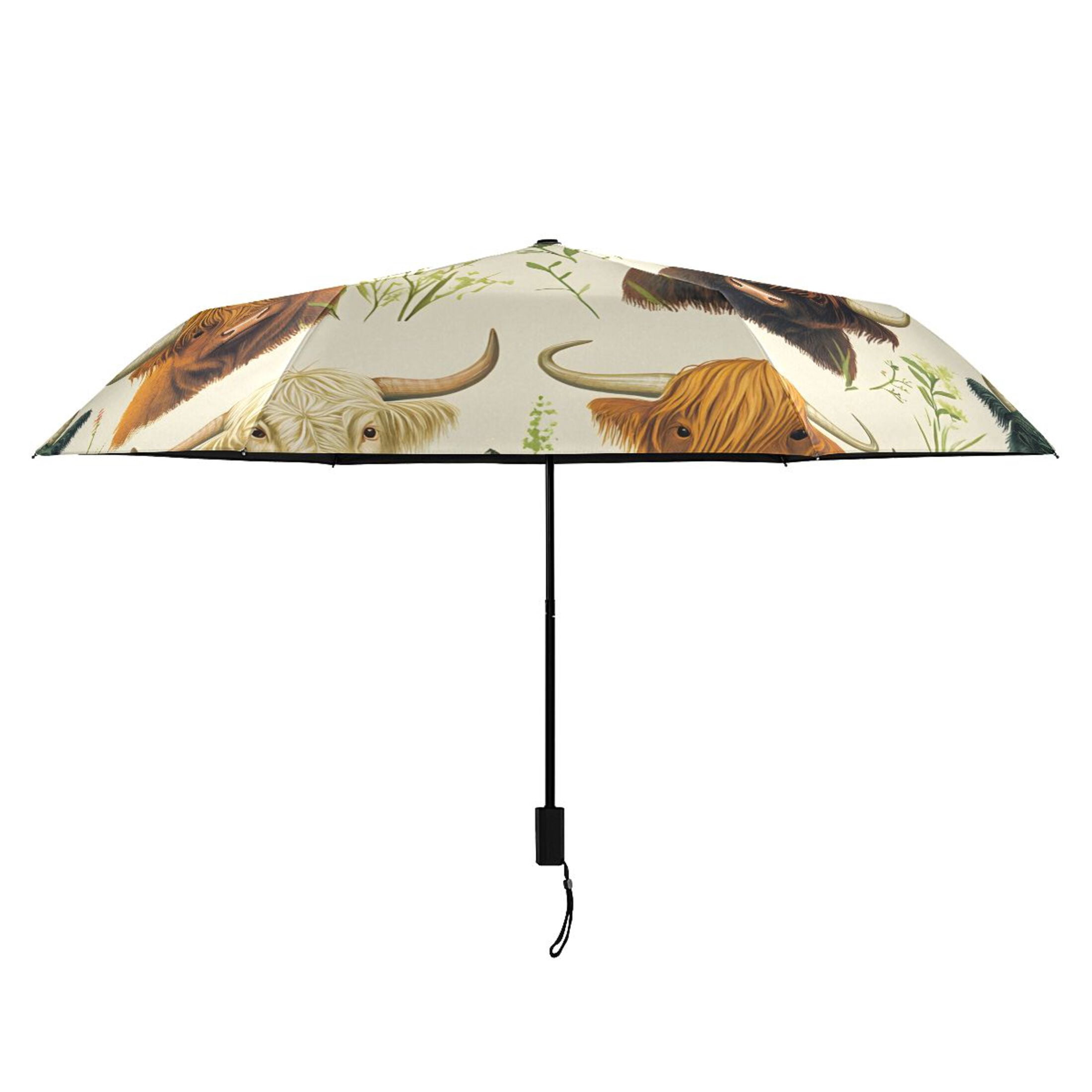 ALAZA Highland Cattles UPF 50+ Compact Folding Umbrella for Rain Travel Umbrella Packable
