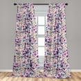 thumbnail image 2 of Floral Window Curtains, Watercolor Style Ornament Peony and Roses Blossoming Modern Botanical, Lightweight Decor 2-Panel Set with Rod Pocket, Pair of - 28"x63", Pale Fuchsia Blue Grey, by Ambesonne, 2 of 3