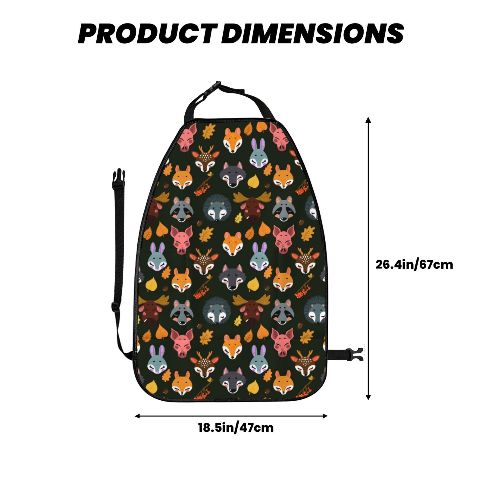 Xecao Forest Animal Faces Pattern Car Seat Back Protector 2 Pack Large Capacity Pocket, Kick Mats Back Seat Protector