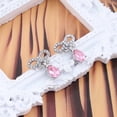 thumbnail image 4 of Boho Pink Crystal Bow Earrings Silver Cz Bowknot Earrings Teardrop Rhinestone Stud Earrings Diamond Bow Shape Dangle Earrings Wedding Birdal Earrings Jewelry For Women, 4 of 7