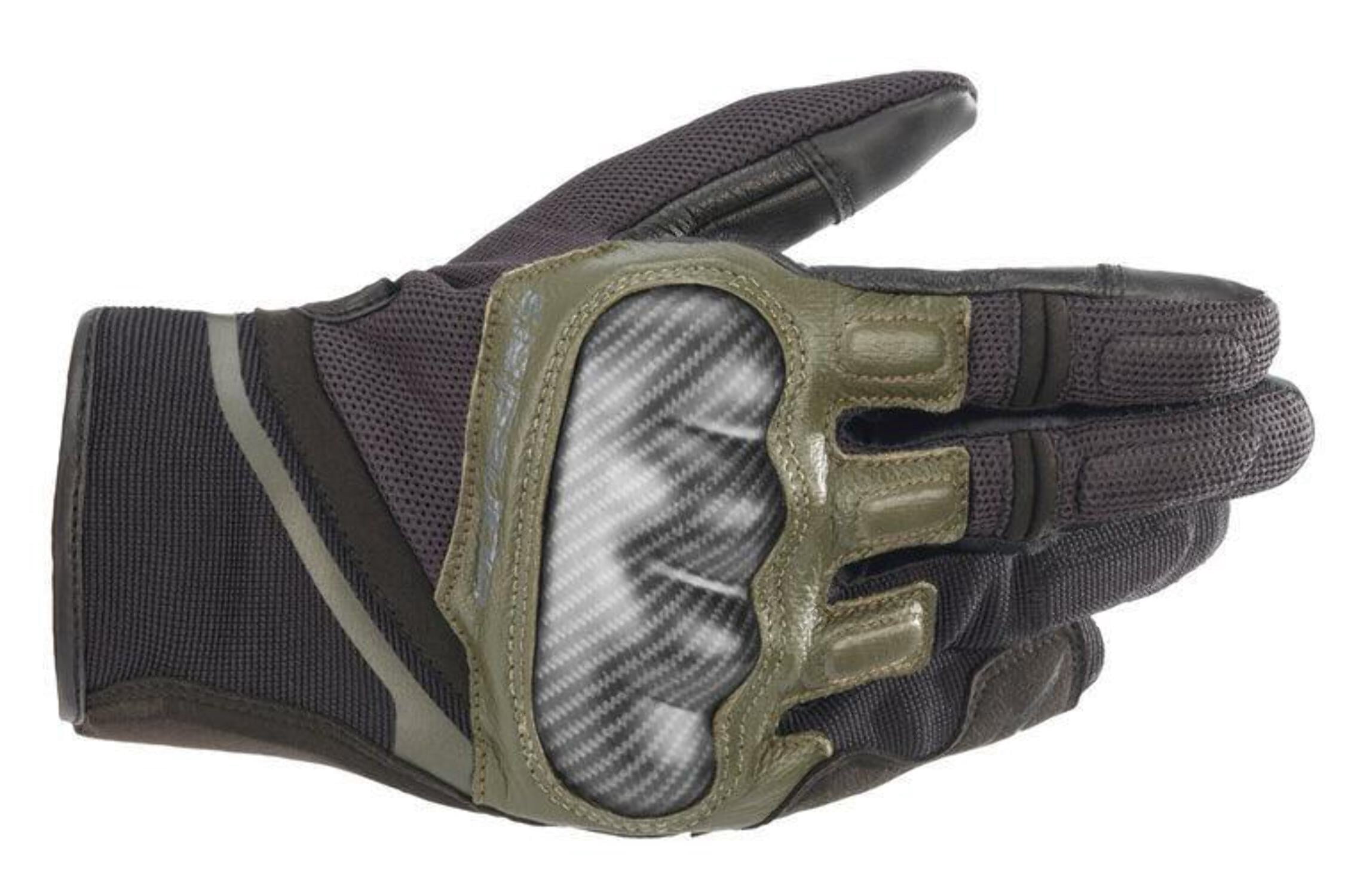 Alpinestars Chrome Mens Textile Motorcycle Gloves Black/Green SM