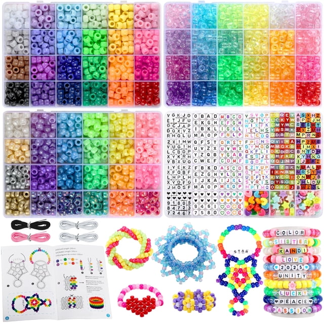 Kit de cuentas Funtopia Pony Beads 4026 unidades, 72 colores con 10 brazaletes