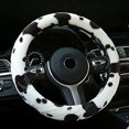 thumbnail image 3 of NETSENG Plush Cow Print Steering Wheel Cover Fluffy Universal 15 inch for Women Girls, 3 of 7
