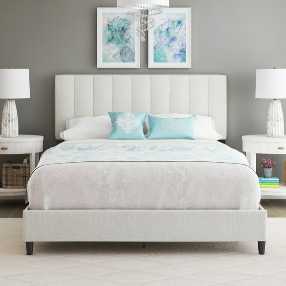 Premier Laura Linen Panel Upholstered Platform Bed Frame