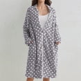 thumbnail image 2 of fheaev Flannel Robe for Women Knee Length Zipper Front Sleep Dress Winter Thick Warm Nightgown Purple,M, 2 of 7