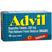 36 PACKS : Advil Pain Reliever/Fever Reducer, 200 mg, 50 Coated Tablets.