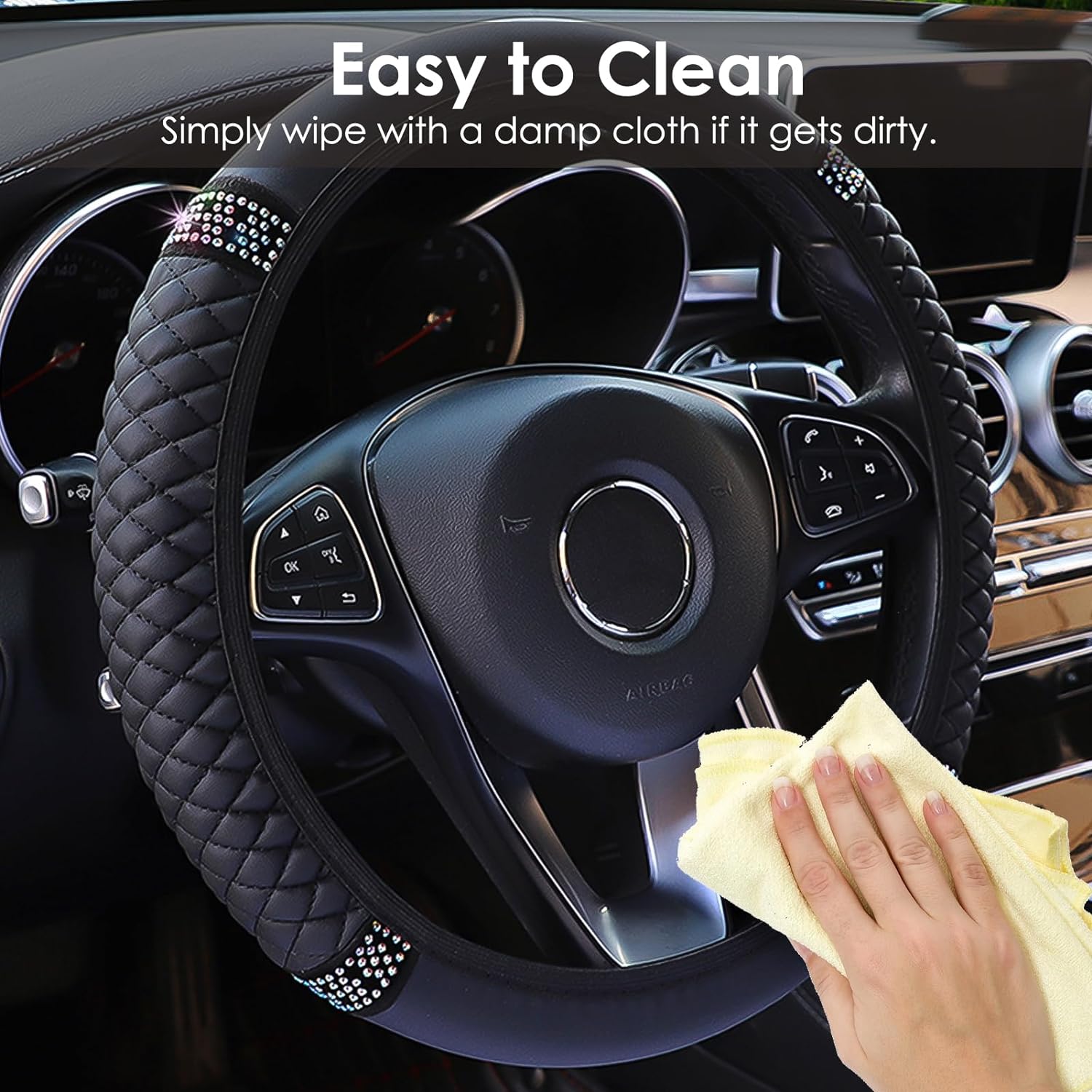 Sentryse Leather Steering Wheel Cover, Universal 15 Inch photo 4