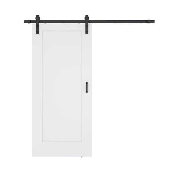 Anzzi  36 x 84 in. 1 Patio Wood Finish Barn Doors with Durable, Sleek Design & Easy Installation - White