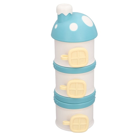 Multilayer Formula Dispenser and Stackable Baby Snack Container Portable Non Spill Milk Powder Storage Holder for Infant and Toddler 4 Layer Blue 9.0 inches / 23.0 cm