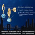 thumbnail image 2 of Gem Stone King 10K Yellow Gold Swiss Blue Topaz Stud Dangle Earrings for Women | 1.00 Cttw | Gemstone November Birthstone | Round 4.5MM, 2 of 6