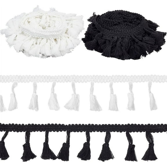 10 Yards 2 Colors Cotton Tassel Trimming Fringe Lace Trim Ribbons for Women Dress Cloth Bags Curtain Clothes Decoration Costume Accessories