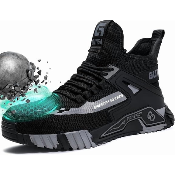 LAoutun Steel Toe Shoes for Men Mid Cut Work Shoe for Men Industrial Construction Safety Shoes