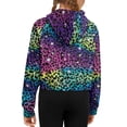 thumbnail image 2 of Chaqlin Colorful Leopard Print Half Zip Sweatshirt for Girls with Pocket Oversize Plus Size Comfy Casual Pullover Soft Loose Top Fall Clothes Size 9-10, 2 of 7