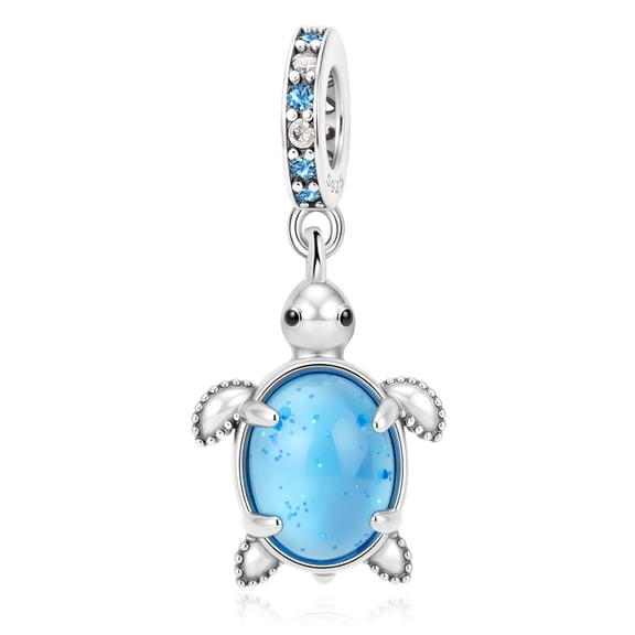 925 Sterling Silver Blue Ocean Turtle Dangle Charm for Bracelet Charms Bangle Pendant Jewelry
