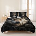 thumbnail image 3 of Quilts Full Size Bedding Set, Wolf Lightweight Quilted Comforter, Mysterious Black Dark Stones Gray Brown Soft Reversible Bedspread Coverlet with Pillow Covers for All Season, 78" x 90", 3 of 9