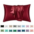 thumbnail image 1 of Funda de almohada de satén Tamaño estándar 2-pack 20x30 pulgadas | Fundas de almohada suaves de poliéster refrescante para protección del cabello y la piel | Resistente a arrugas, acabado brillante, 1 of 8