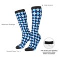thumbnail image 4 of Sikiie Blue Squares Knee Socks, High Socks Long Stretchy Sock Women Knee High Stocking, Long Socks for Women, 4 of 6