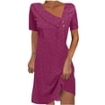 thumbnail image 2 of Vivianyo HD Long Sleeve Dress for Women Women's Fashion Solid Color Short Sleeve Round-Neck Mid-Calf Dress, 2 of 6