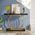 thumbnail image 4 of Tribesigns Gold Console Table, Faux Marble Entryway Table Narrow Sofa Table with Geometric Metal Base, 40 Inch Modern Accent Table Entrance Table for Living Room, Hallway, Foyer, Black and Gold, 4 of 7