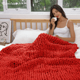 thumbnail image 4 of Comtest Chunky Knit Throw Blanket Chenille, Red, 71"x80"(Queen Size), 4 of 7