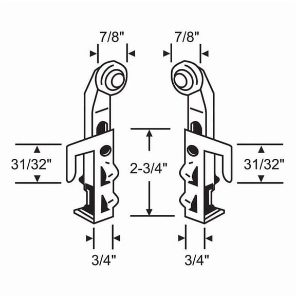 Manufacturer Varies Hanger Set, Steel Plated, 4-23/32"L x 1-21/32"W 3-116A