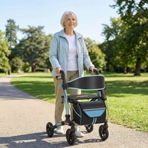 WGYPRIME Rollator Walker for Seniors, Foldable Rollator Walker with Seat &  8 inch Rubber Wheels, Aluminum Walkers with Handles and Backrest