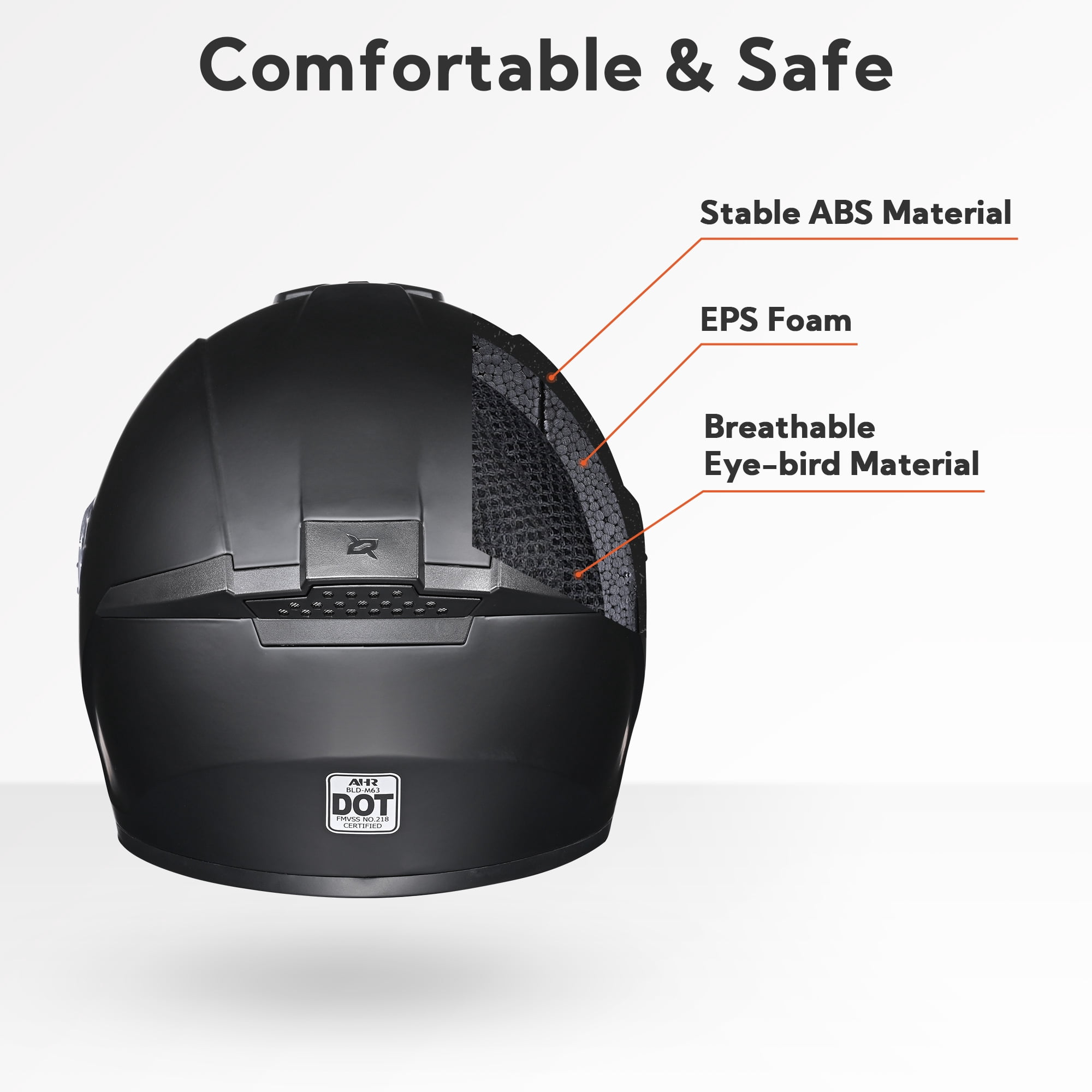AHR RUN-F3 Full Face Motorcycle Helmet DOT Lightweight Street Bike Touring Racing Adult XL