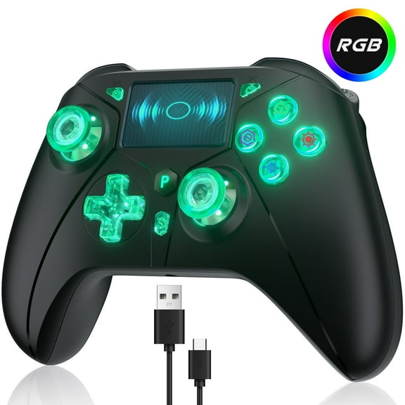 Bonadget RGB Wireless Controller for P4, X-Design Gamepad Joystick Controller with Enhanced Dual Vibration /Analog Sticks/6-Axis Motion Sensor and Charging Cable