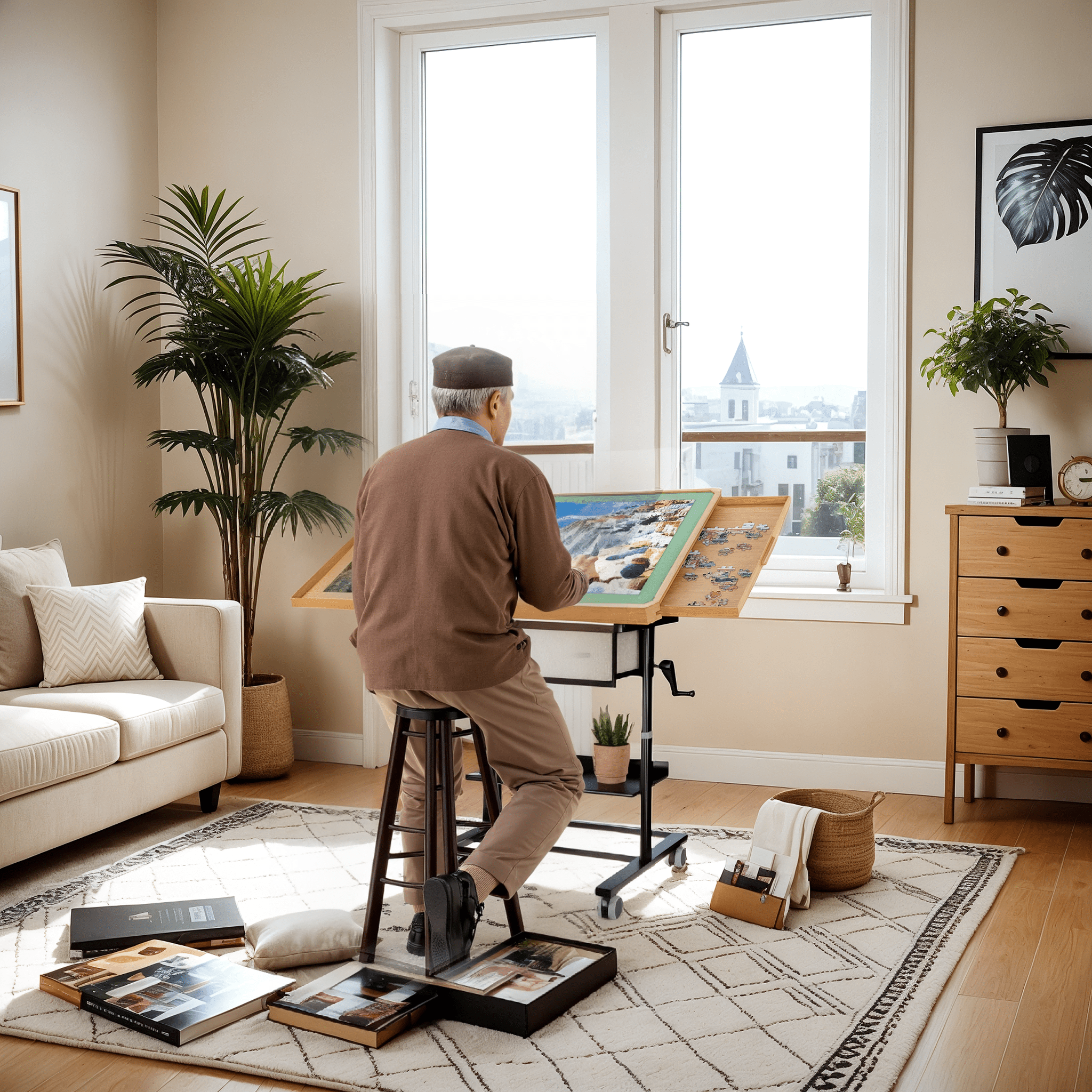 1500 Piece Jigsaw Puzzle Table with Legs,Jigsaw Puzzle Board Portable with 4 Drawers and Cover,35"x26"Adjustable Puzzle Tables for Adults,Gift for Mom