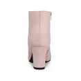 thumbnail image 2 of BLISSFUL STEP Women's Pointy Toe Side Zip Block Heels Ankle Boots Dust Pink 9, 2 of 7