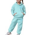 thumbnail image 7 of Girls Sweatsuit Neck - Girls Casual Print Hoodie And Pants Fashionable Two Piece Outfit For Kids Comfortable Athleisure (Mint Green,2-3 Years), 7 of 7