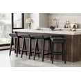 thumbnail image 1 of 26.2" Bar Stools Set of 4, Counter Height Bar Stools with Low Back and Footrest, Wood Frame, Wide PU Leather Upholstered Seat, Barstools Set for Kitchen Islands, Counter Bars, Black, 1 of 6