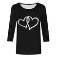 thumbnail image 4 of EchfiProm Womens Shirts Heart Printed Valentines Day Graphic Tees Valentine Plus Size Funny Tops for Women Black, 4 of 5