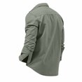 thumbnail image 5 of WTOBBY Men's Casual Long Sleeve Shirt Cardigan Style Double Pocket Button Front Comfortable Stretch Fabric Daily Wear Workwear Utility Top,Light Green XL, 5 of 7