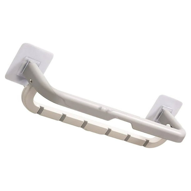 Cateissary Toallero montado en la pared Barra de almacenamiento de baño Soporte de baño plegable Accesorios de baño Blanco