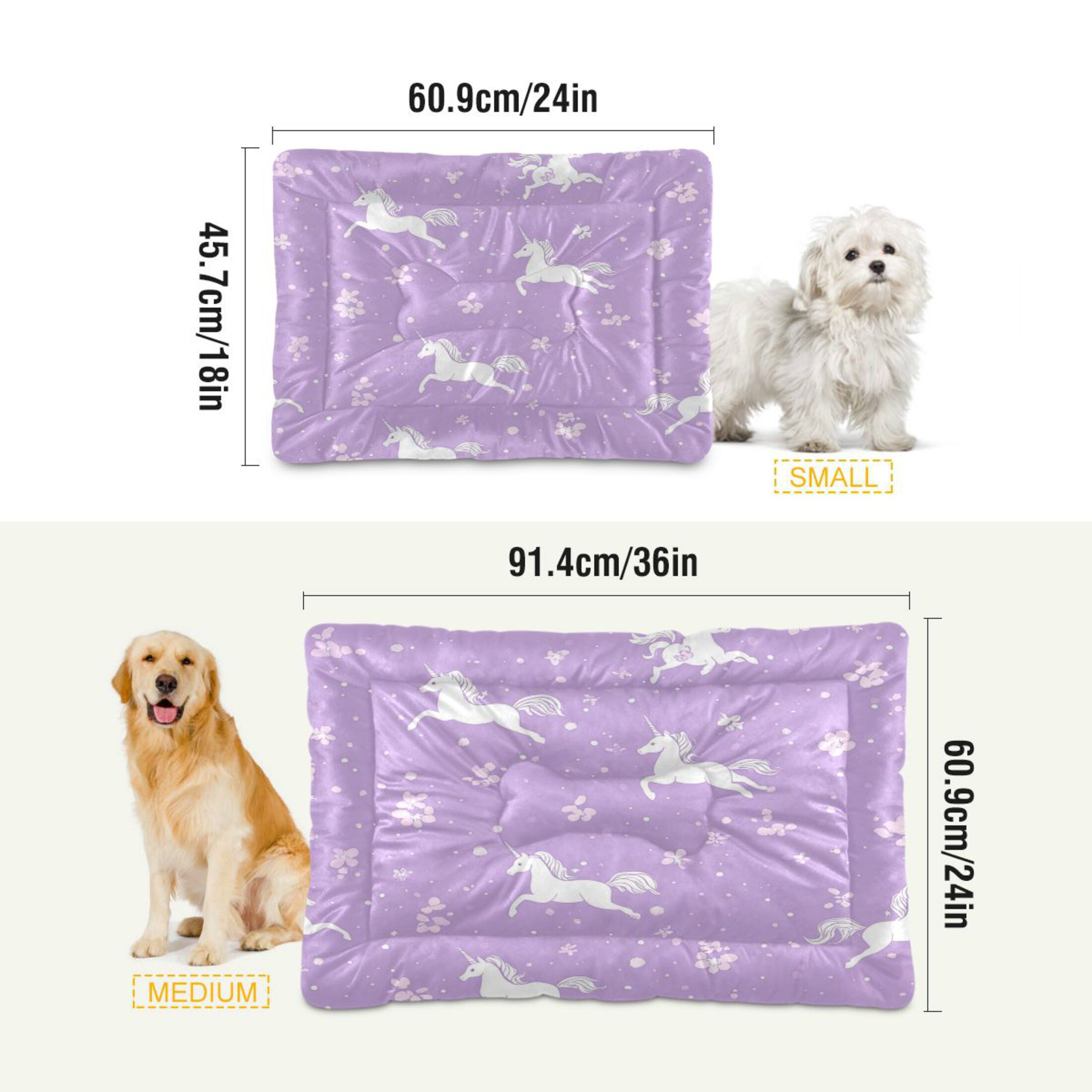 Qxltty Pattern with Flying Unicorns and Flowers Ped Pad Wear-resistant and Hard to Bite Through Sleeping Pad for Small Medium Large Dogs Winter Pet Bed 36×24in