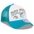 thumbnail image 3 of Men's New Era White/Aqua Miami Dolphins Retro Wordmark A-Frame 9FORTY Adjustable Hat, 3 of 5