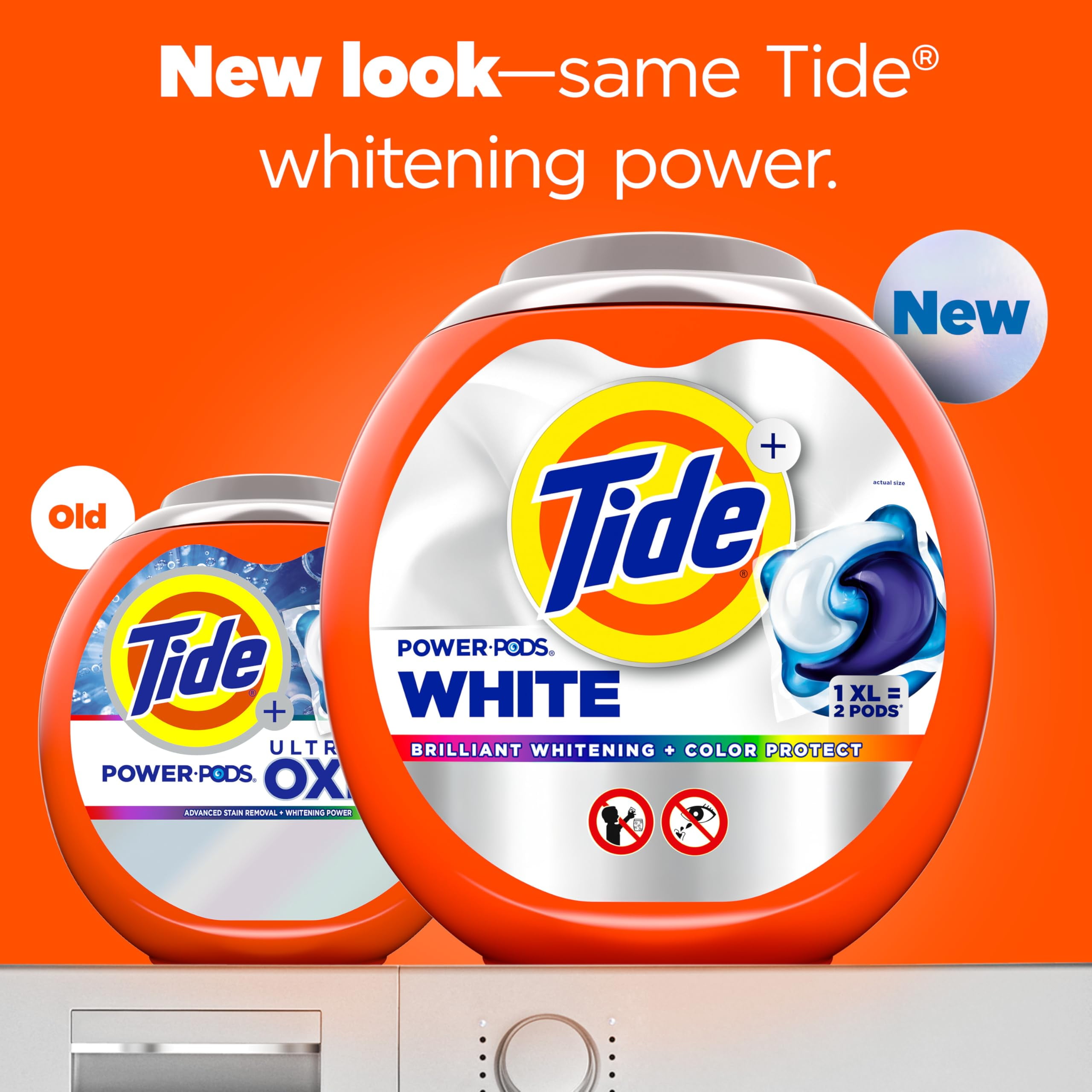 Tide Power PODS Plus Ultra OXI White and Bright Laundry Detergent, 45 Count, Advanced Stain Removal and Whitening Power