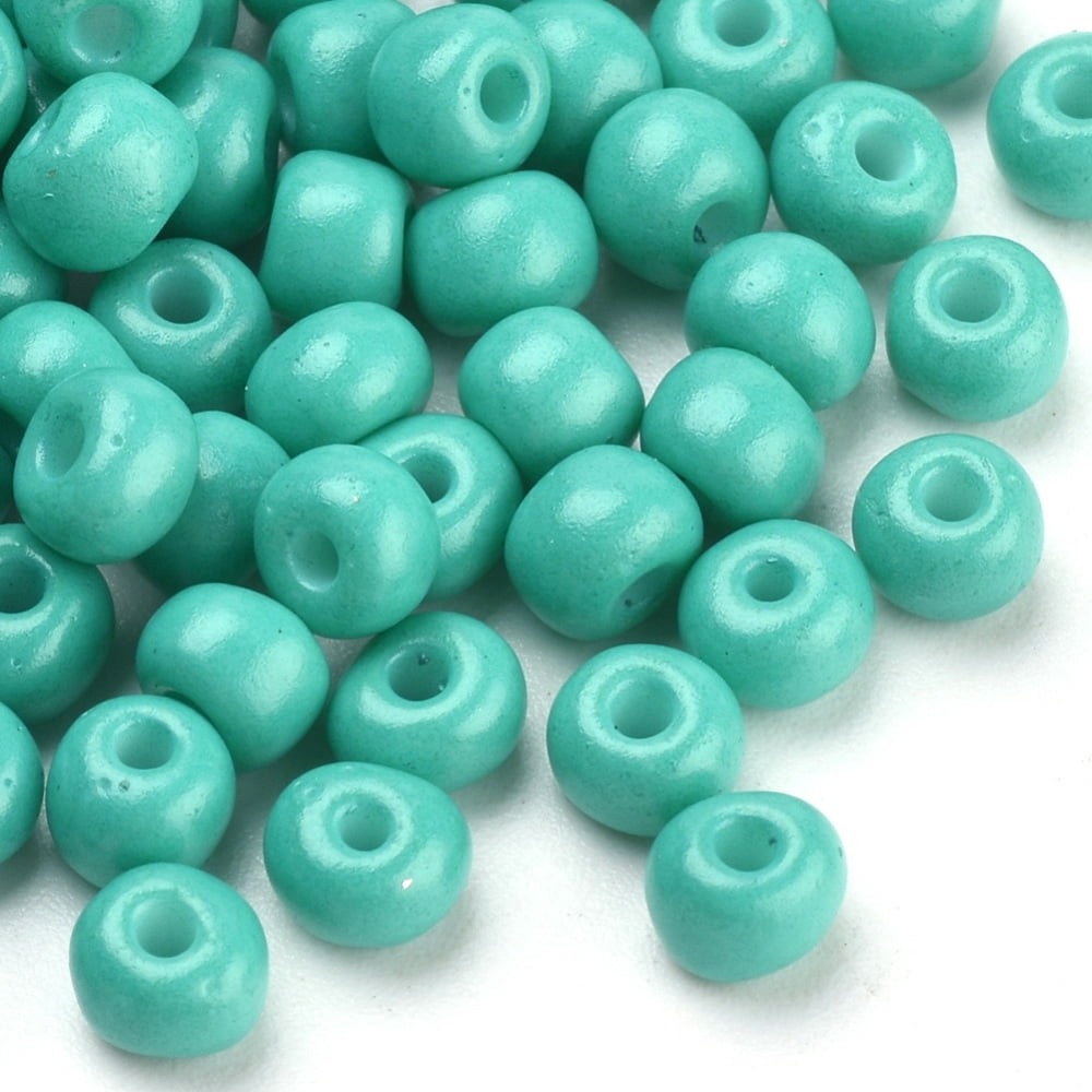 Baking Paint Glass Seed Beads Round Medium Turquoise 4~4.5x3mm Hole: 1~1.2mm about 4500pcs/bag about 450g/bag