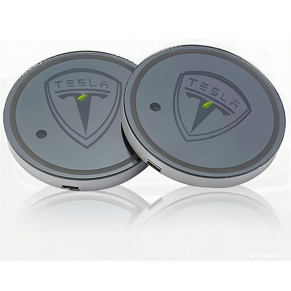 LED Car Cup Holder Mat Pad Waterproof Bottle Drinks Coaster Built-in Light Compatible with Tesla Model X S 3 Y (Multicolor)