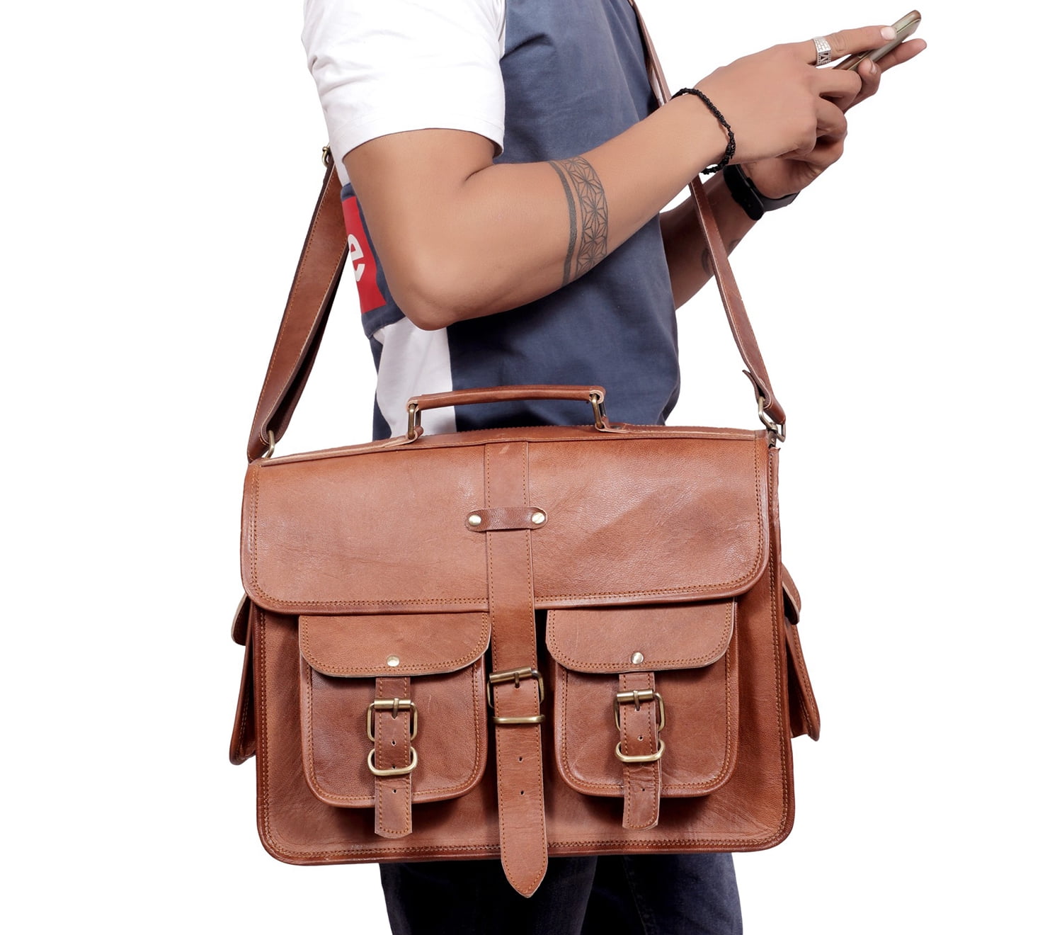 Vintage Computer Laptop Briefcase Satchel Cross body Work Bag