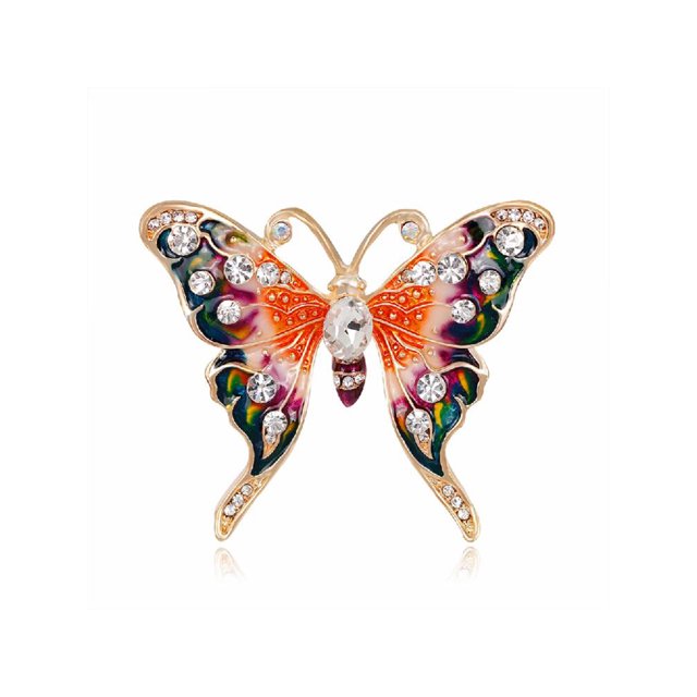 Broche Mariposa Esmaltado Con Diamantes Imitación para Hombres Y Mujeres Insignia Solapa (A)