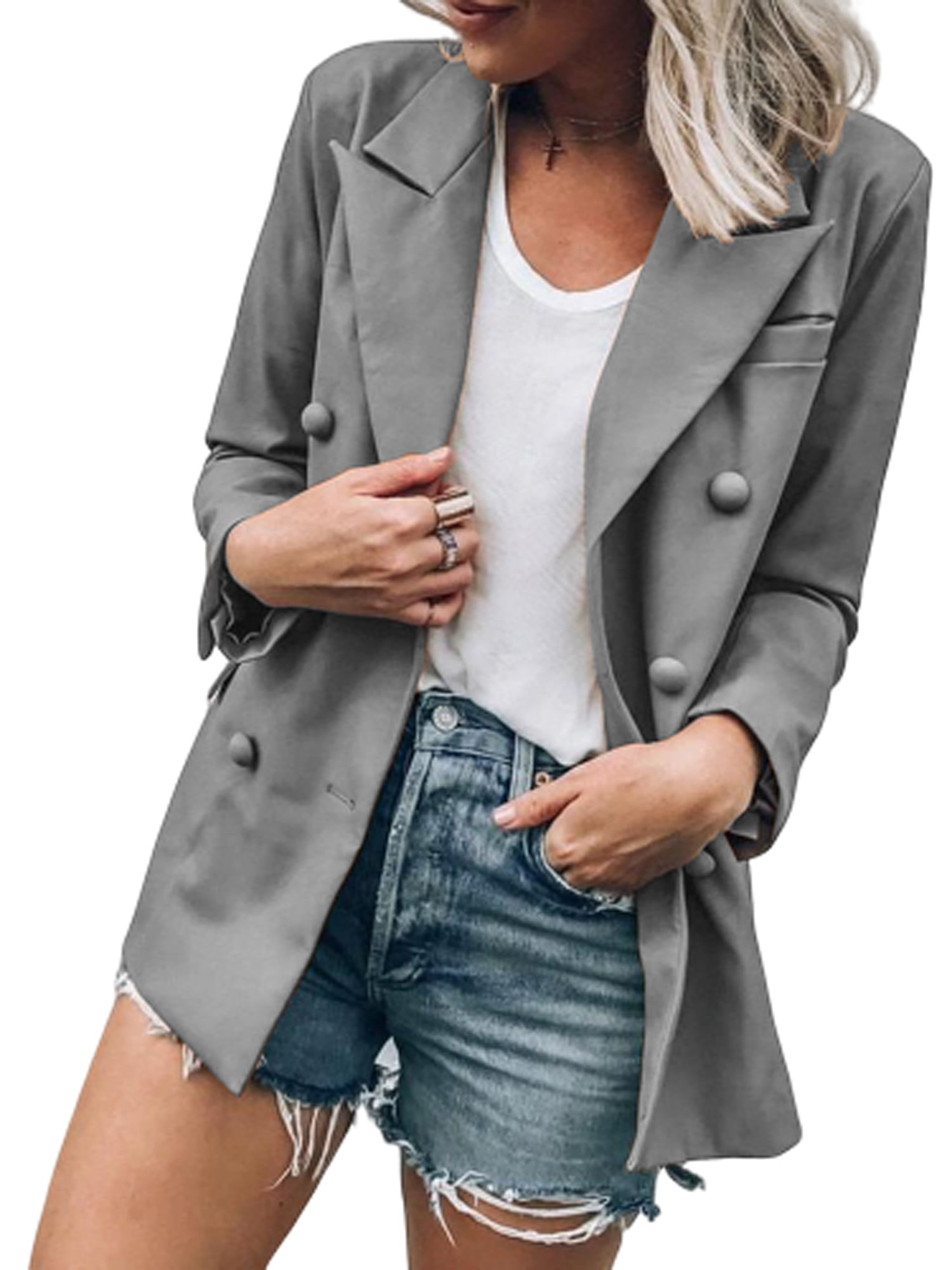 Eyicmarn - Women Slim Casual Blazer Jacket Top Outwear Long Sleeve ...
