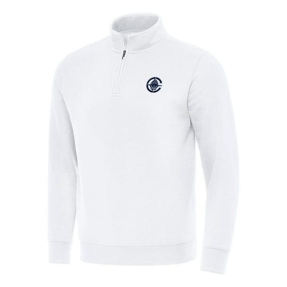 Men's Antigua  White LA Clippers Victory Quarter-Zip Mock Sweatshirt