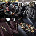 thumbnail image 4 of Pzuqiu 14Pcs Automobile Interior Sets Front Rear Seat Covers for Cars Steering Wheel Seat Strap Pads Armrest Pad Headrest Covers Coasters Keychain Fit Most SUV Van Sedan Truck Retro Mushroom, 4 of 7